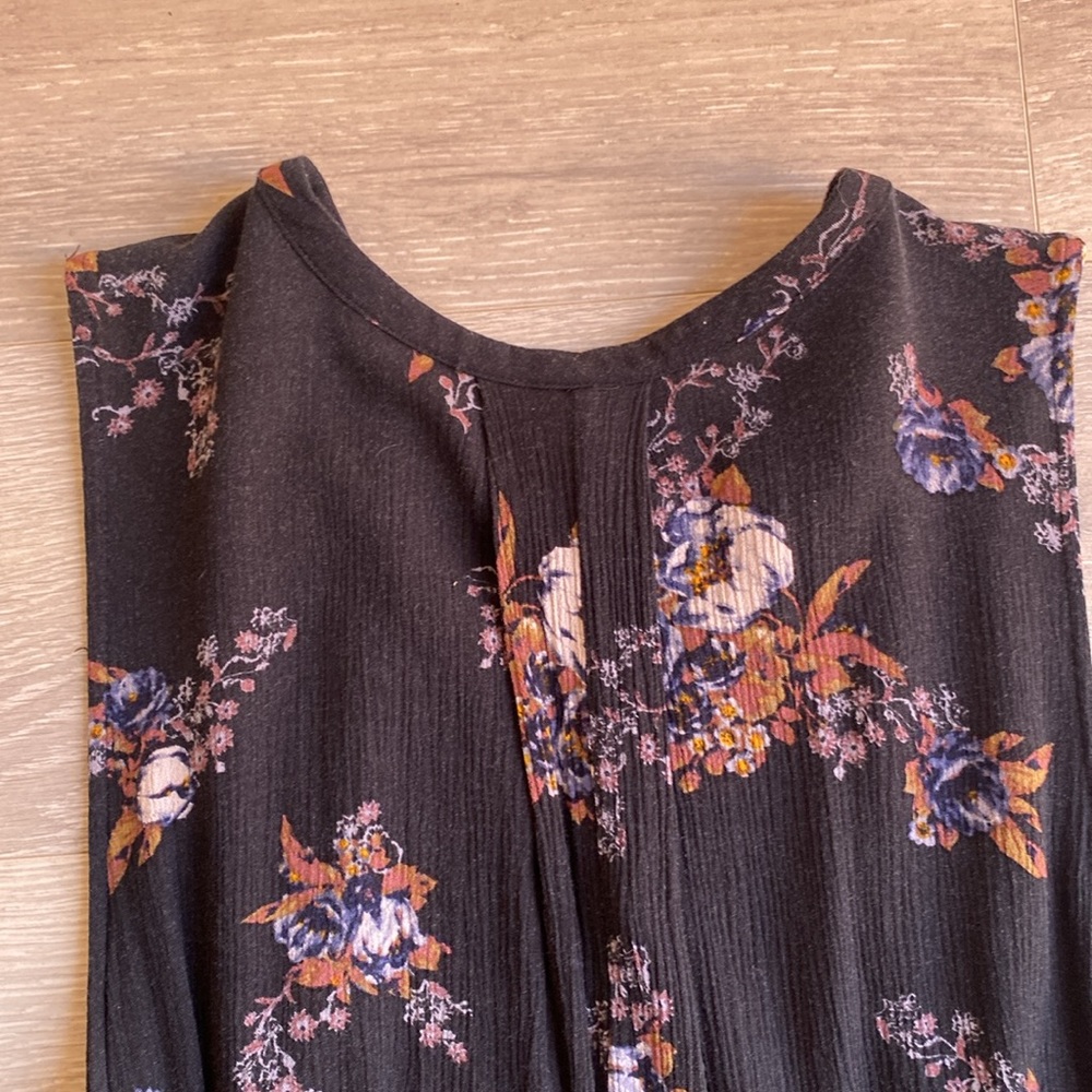Free People S Tree Swing Tank Top Tunic Dress Sleeveless Keyhole Raven Black. - Picture 14 of 15